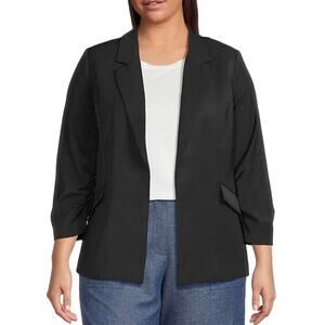 Skies Are Blue Curvy Black Open Front Blazer Jacket 3/4 Sleeve 2X NWOT
